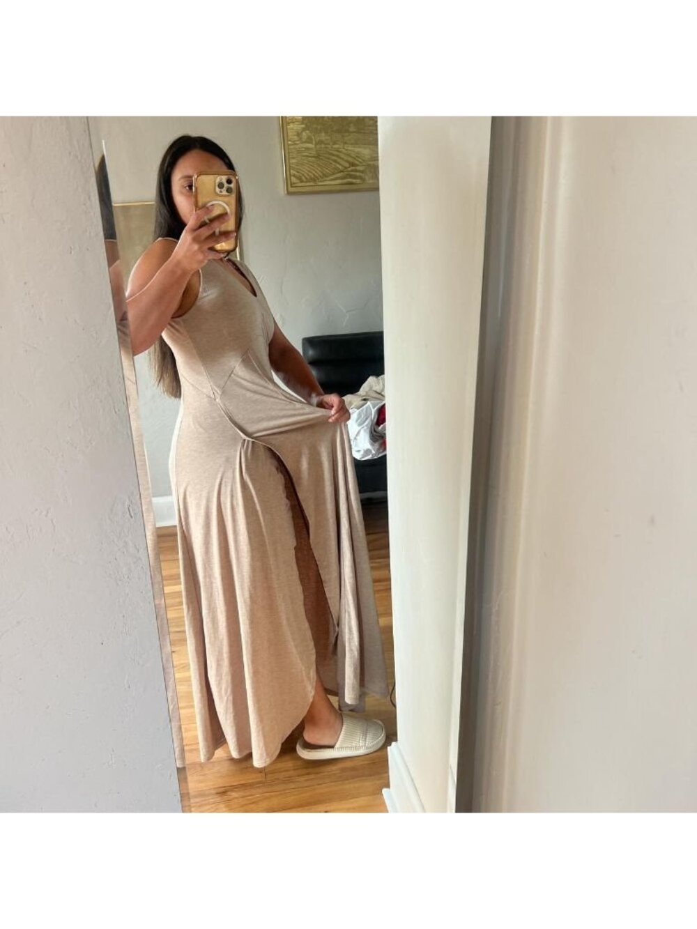 Halara Women's Tan and Cream Dress - Picture 6 of 7